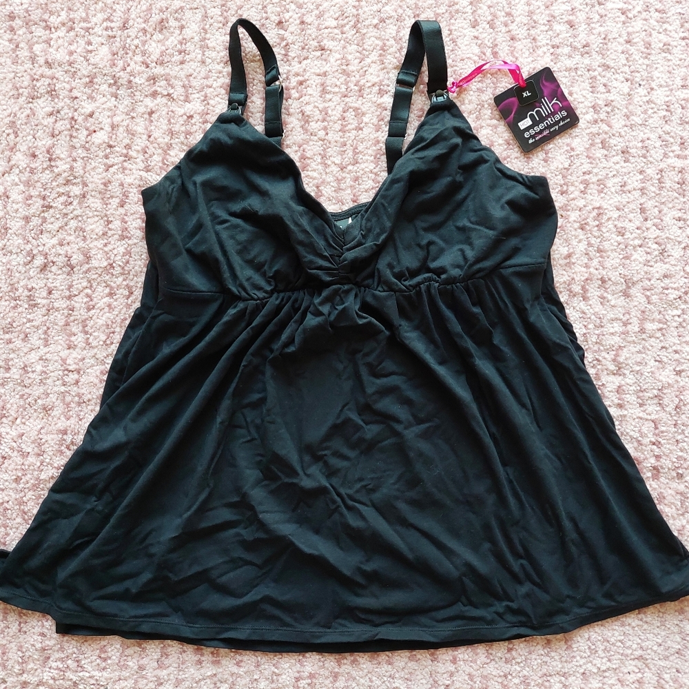 Hot Milk Essentials Maternity Nursing Cami Tank Top Black Size XL NWT